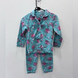 Girls Floral Pajama Set Size 7/8 100% Cotton Button-Up PJs Cottage-core